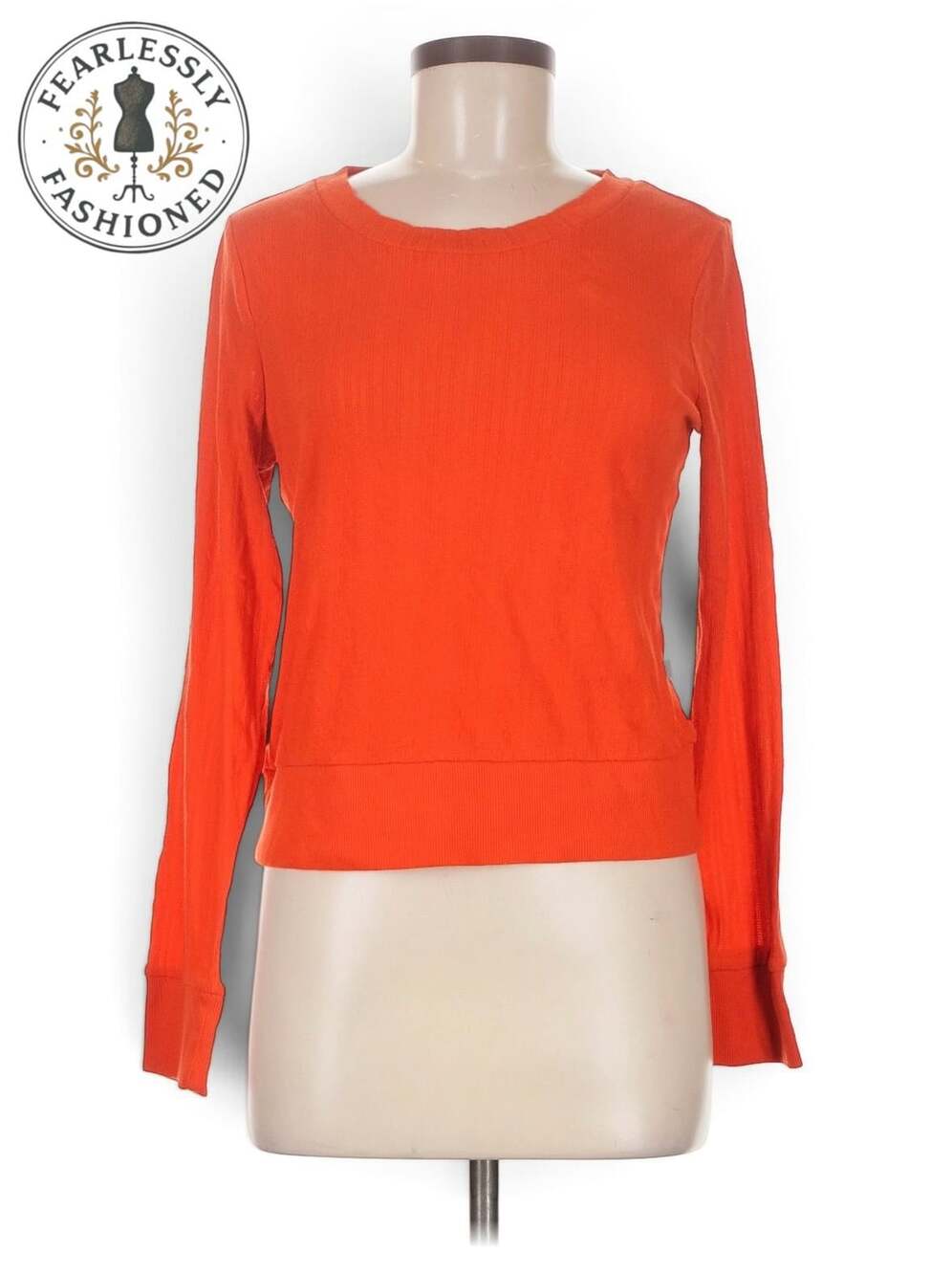 ONLY Orange Long Sleeve Ribbed Knit Sweater